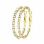 45mm 45mm Basic Sparkle Rhinestone Hoop Earrings – Gold-Clear