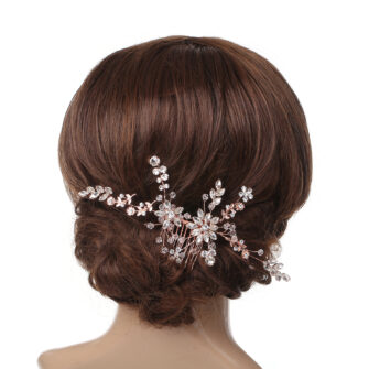 Crystal Handmade Bridal Comb with Flower Detail