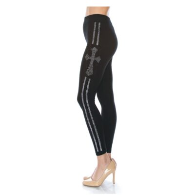 FashionFantasia Wholesale Clothing Bottoms Leggings BT00005 Black Silver 02