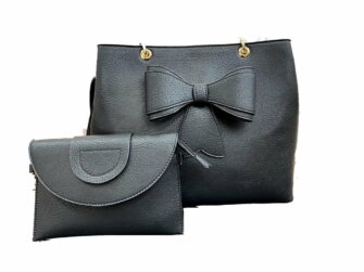 Oversized Ribbon Front Handbag & Clutch bag Set