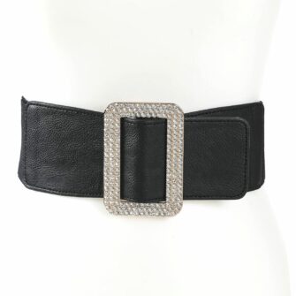 Oversized PU Big Rectangle Buckle Elastic Belt