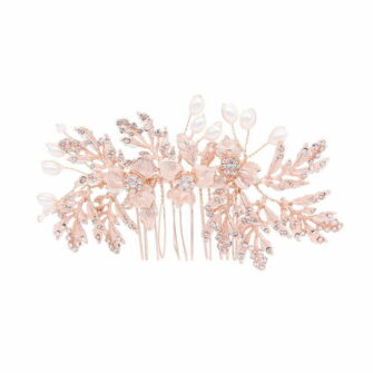 Blooming Flower Rhinestone and Pearls Vine Comb