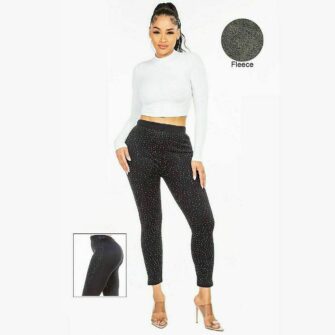 Rhinestone Leggings with warm Fleece inside
