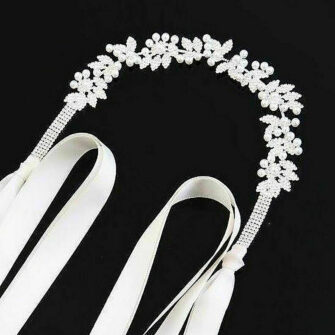 Floral vegan pearls and rhinestone Belt
