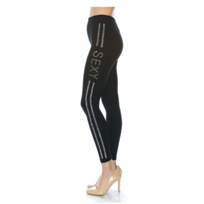 FashionFantasia Wholesale Clothing Bottoms Leggings BT00003 Black Silver 02