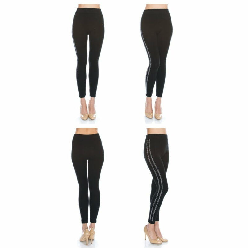 FashionFantasia Wholesale Clothing Bottoms Leggings BT00012 Black Silver