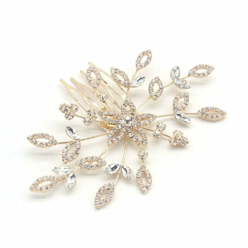 FashionFantasia Wholesale Head Pieces Head Hair Hair Combs HM300119 HP00621 Gold Clear 1