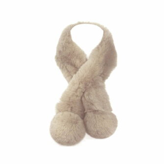 Faux Felt Fur Pompom Neck Warmer Scarf, Insert Closer