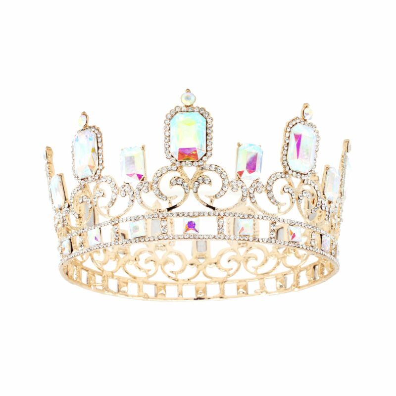 FashionFantasia Wholesale Head Pieces TiaraandCrown Crown TR330159 HP00060 Gold AB Rainbow