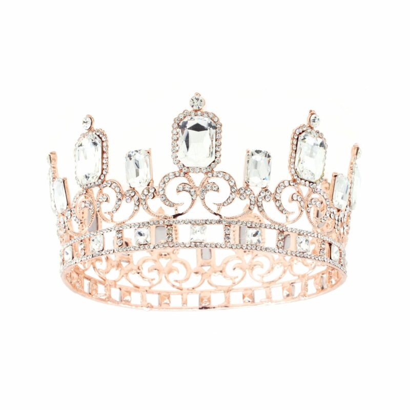 FashionFantasia Wholesale Head Pieces TiaraandCrown Crown TR330159 HP00060 RoseGold Clear