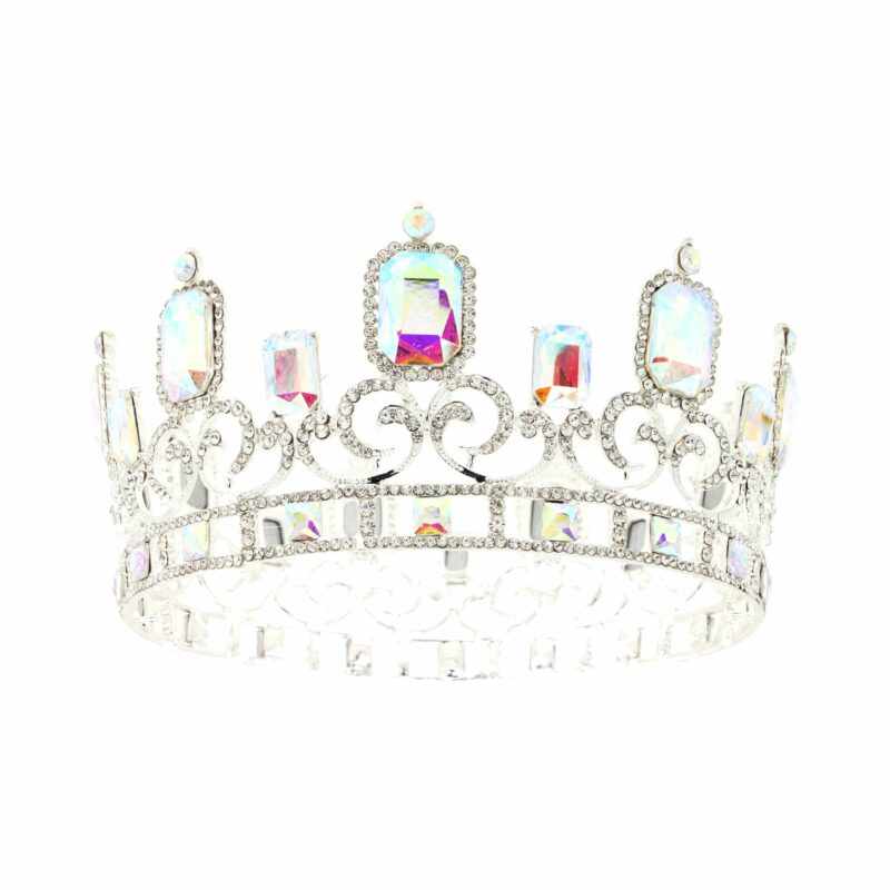 FashionFantasia Wholesale Head Pieces TiaraandCrown Crown TR330159 HP00060 Silver AB Rainbow