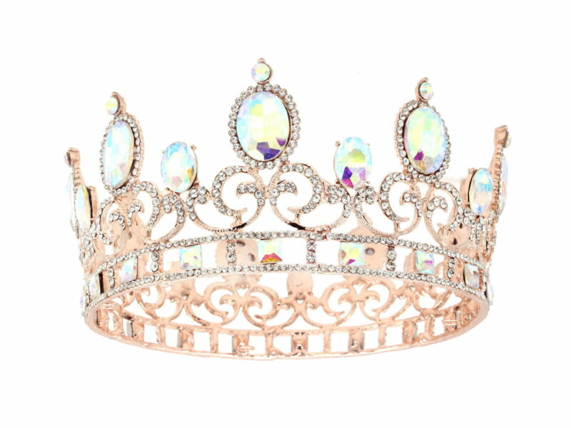 FashionFantasia Wholesale Head Pieces TiaraandCrown Crown TR330160 HP00209 RoseGold AB Rainbow