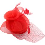 red2HT0408100811 Flower Mesh Veil Flapper Fascinator s16