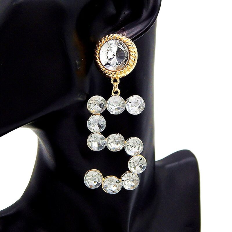 No 5 Bold Glass Chunky Dangling Earrings