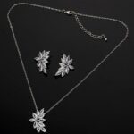 Floral Leaf CZ Pendant Necklace Set