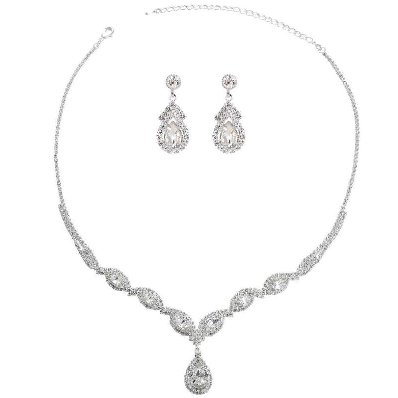 Marquise Pear Dangle Necklace Earrings Set