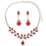 49129-217 (2) laurel tree dangle Pear Rhinestone Necklace Set