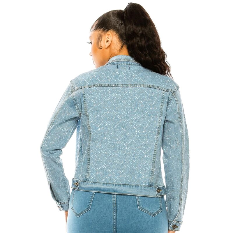 Bling Chip Rhinestone Attached Denim Jacket