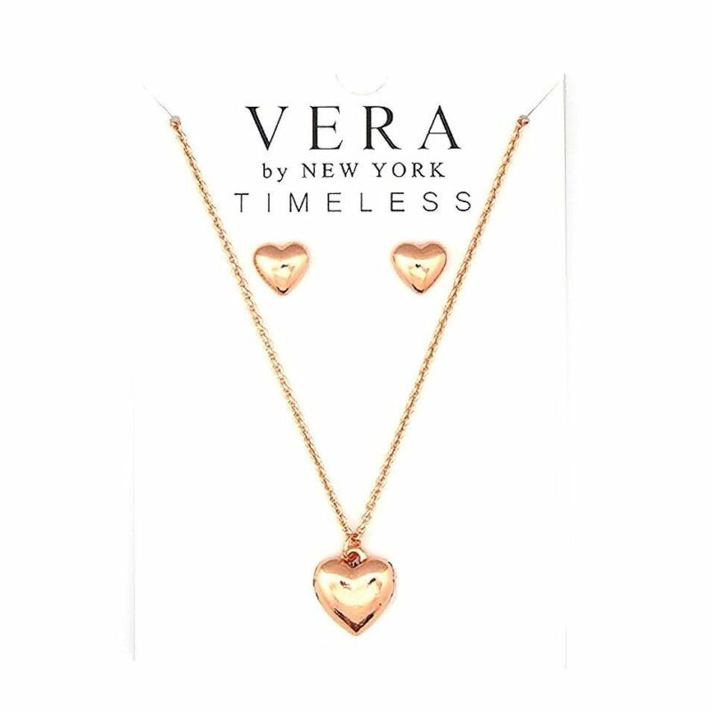 3D Heart Pendant Necklace Set