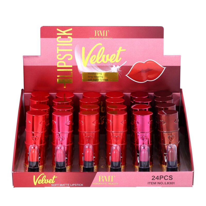 24pk Velvet Kiss Lipstick Red Tones