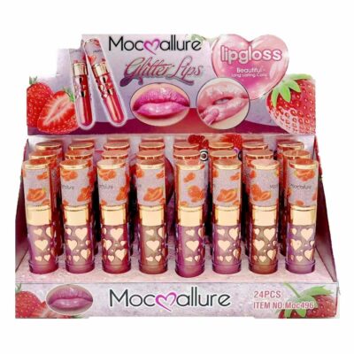 24 PC Heart Glitter Pigment Finish 24hr Lasting Lip Gloss