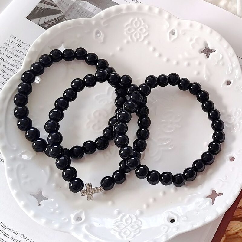 12 PK Cross Connect Faux Pearls Stretch Bracelet