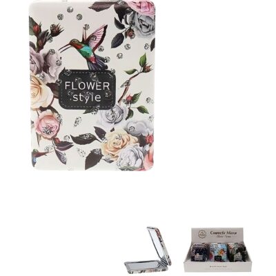12pk Flower Style Epoxy Dual Side Compact mirror