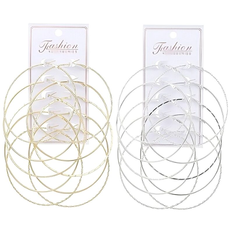 12pk Multi Style Gold Silver Hoop Earrings Set