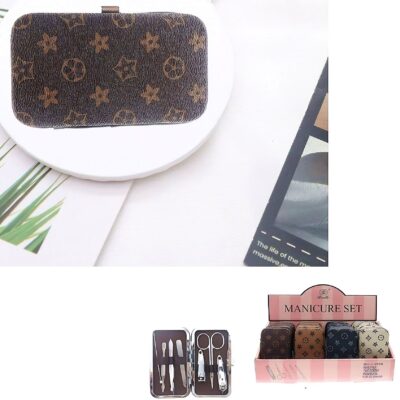 24pk Flower Monogram PU Nanicure Set