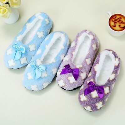 Clover Plush Slippers Gripper Cozy Slippers Women