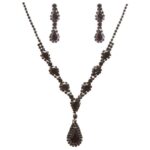 NR72-20679JTJT Linked Teardrop Dangle Rhinestone Necklace Set