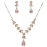 NR72-22136CZCLGD Dazzling Flower Leaves Cubic Zirconia Necklace Set