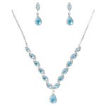 Teardrop Marquise Dangle CZ Necklace Earrings Set
