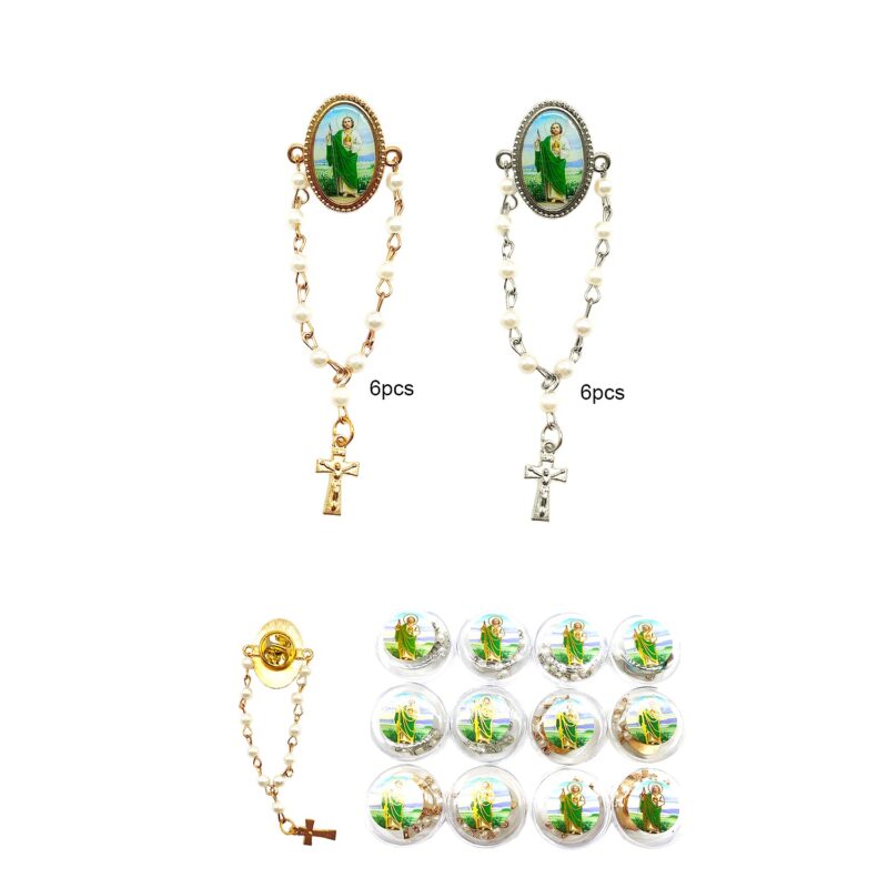 12pk Saint Jude Judas Rosary Bracelet Pin