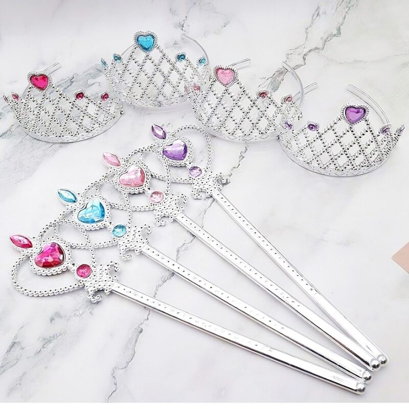 12pk Bling Princess Lightweight Wand Tiara Sceptor Set