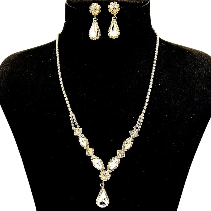 Modern Marquise Oval Rhinestone Necklace Set