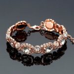 15354-600 Emerald Cut Halo Rhinestone Link Bracelet