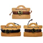 12pk Anchor Faux Leather Thread Bracelet