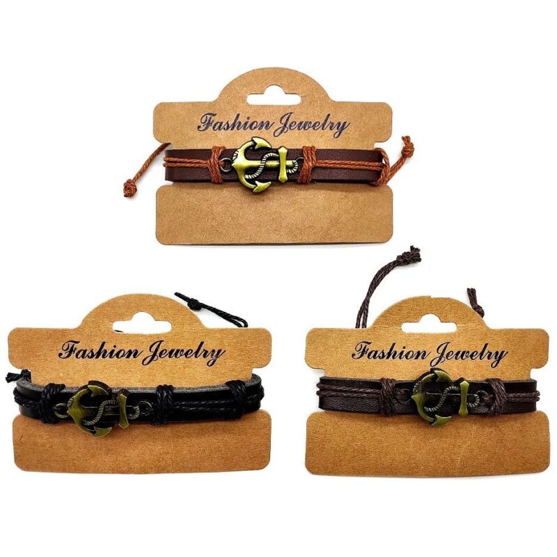 12pk Anchor Faux Leather Thread Bracelet