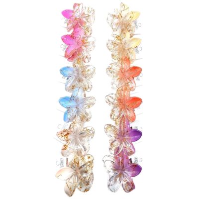 12pk Transparent Plumeria Flower Hair Claw Clip
