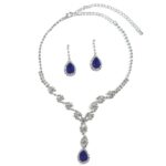 48021-104-blueCO Crystal Eye lightning Teardrop Necklace Set