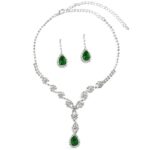 48021-105-greenCO Crystal Eye lightning Teardrop Necklace Set