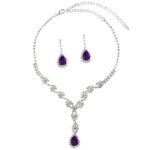 48021-106-purpleCO Crystal Eye lightning Teardrop Necklace Set
