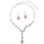 48021-115-pinkCO Crystal Eye lightning Teardrop Necklace Set
