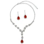 48021-117-redCO Crystal Eye lightning Teardrop Necklace Set