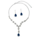 48021-118-navyCO Crystal Eye lightning Teardrop Necklace Set