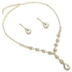 48021-200ACO Crystal Eye lightning Teardrop Necklace Set