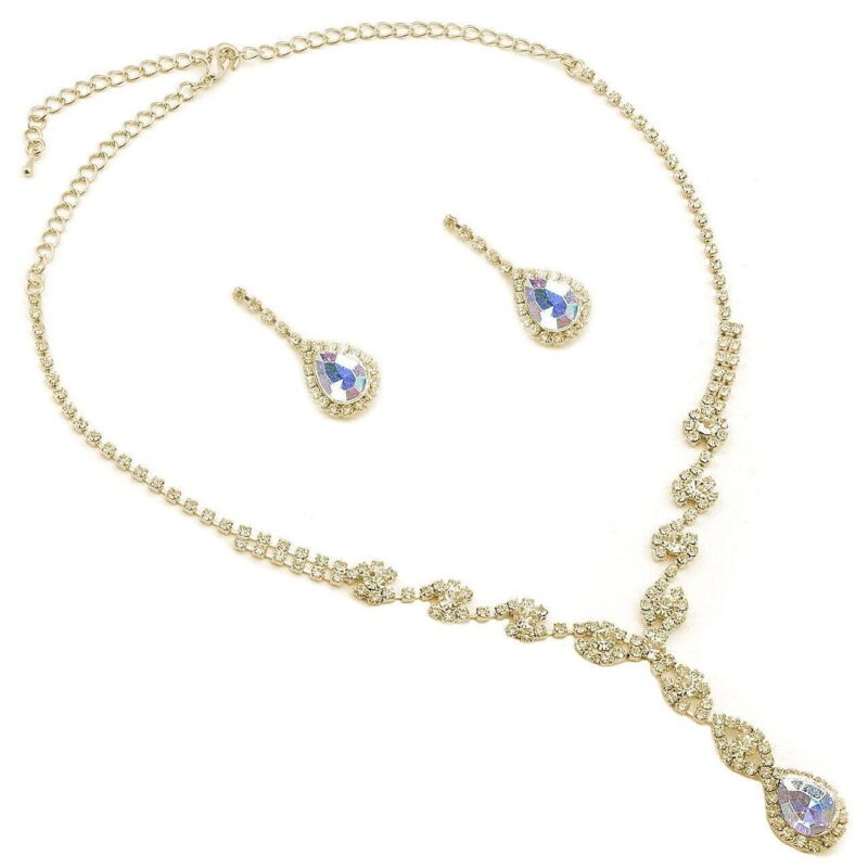 Crystal Eye lightning Teardrop Necklace Set