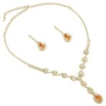 48021-262-gdphCO Crystal Eye lightning Teardrop Necklace Set