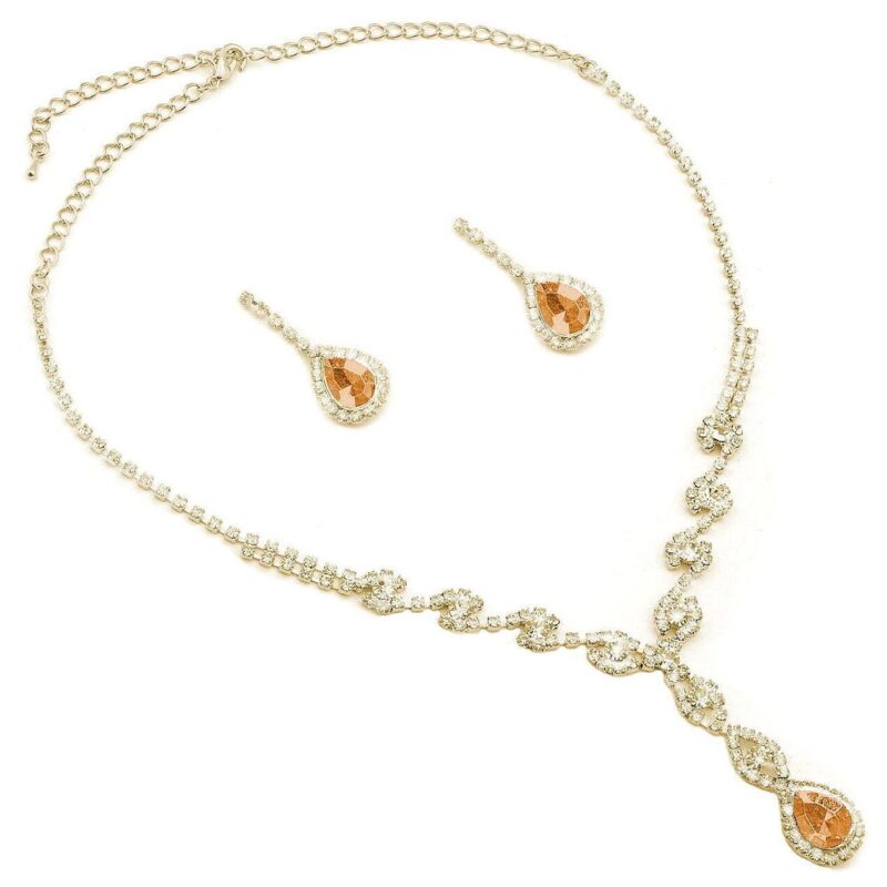 Crystal Eye lightning Teardrop Necklace Set